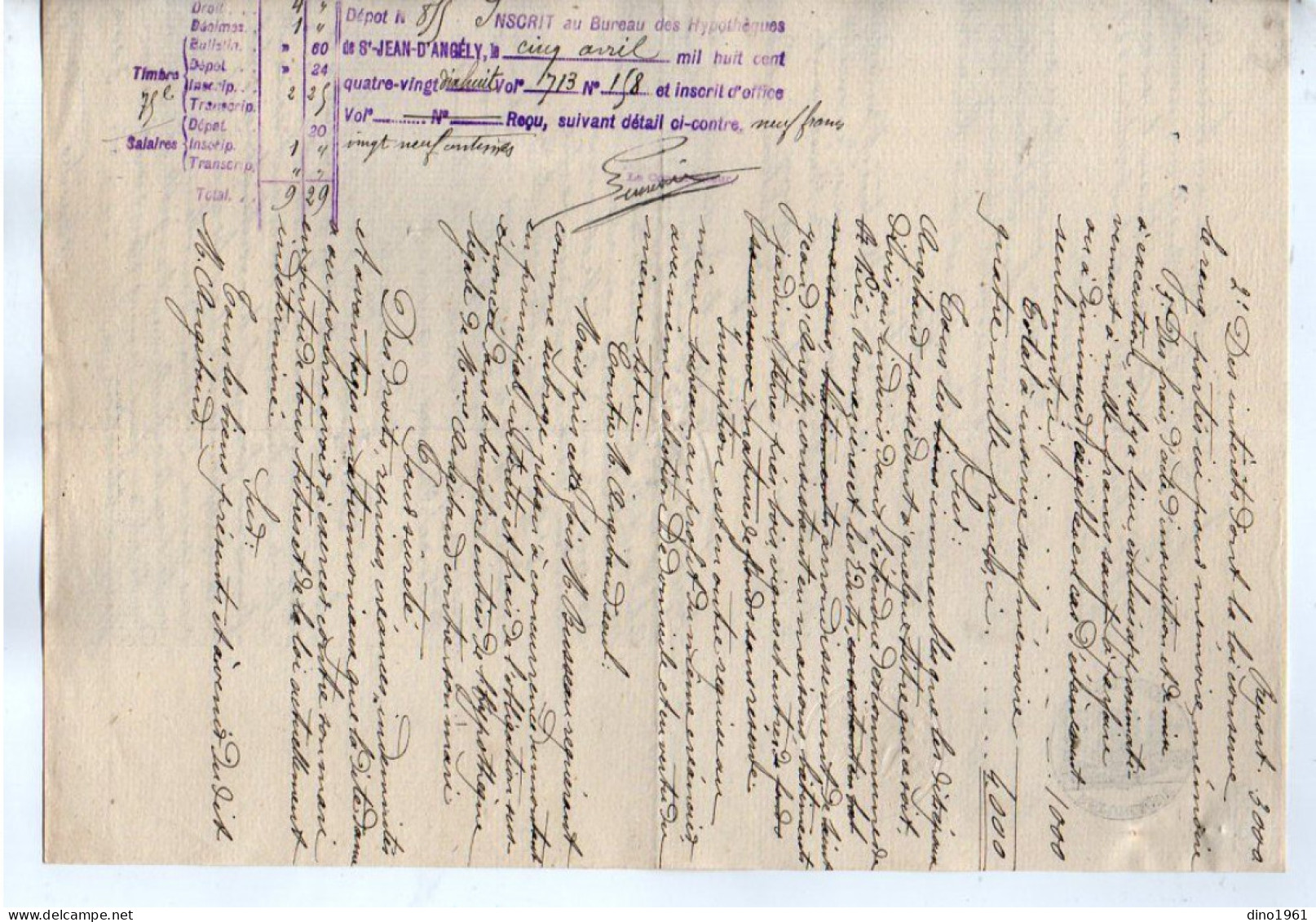 VP22.745 - SAINT JEAN D'ANGELY - 2 Actes De 1888 / 98 - M.BUSSEAU, Facteur Rural à SALEIGNES Contre ANGIBAUD à BREVILLE - Manuscripts