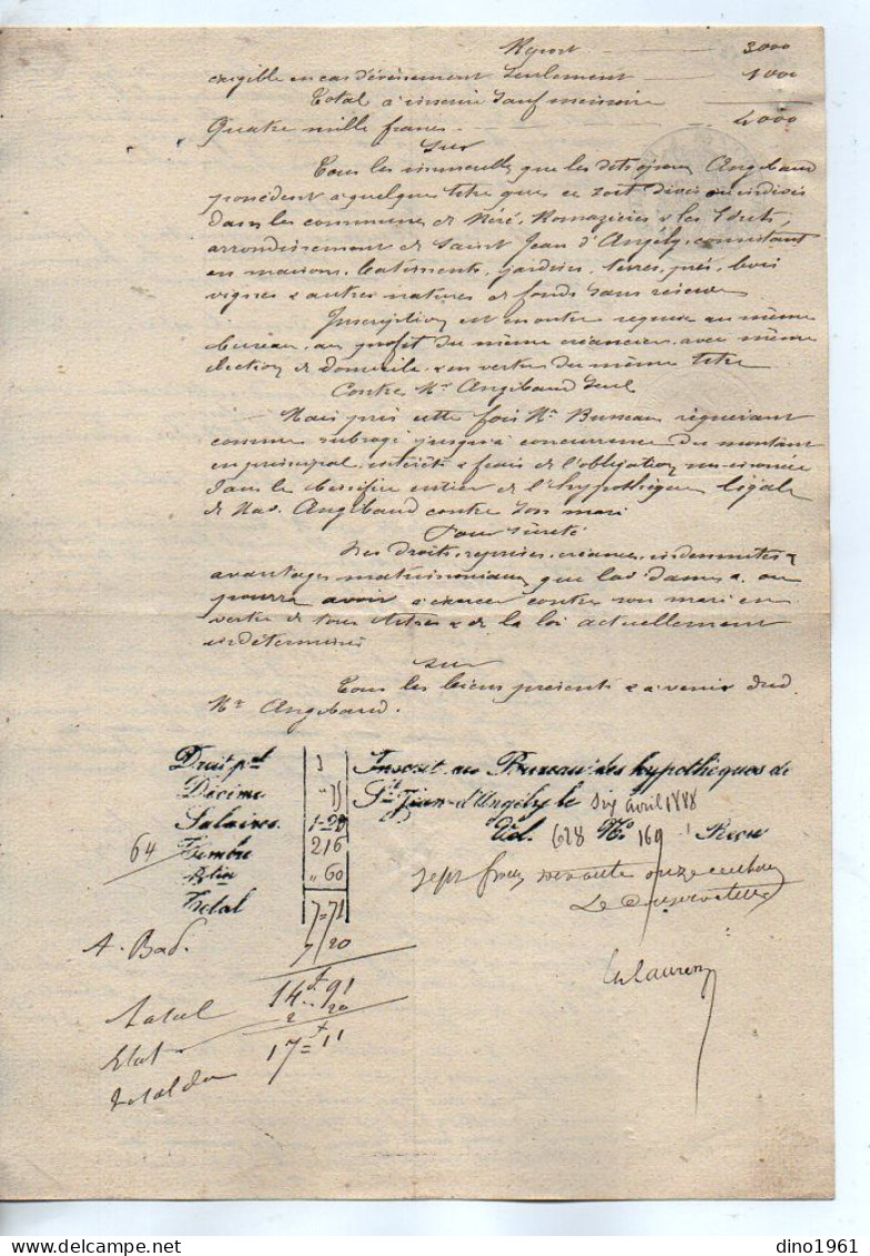 VP22.745 - SAINT JEAN D'ANGELY - 2 Actes De 1888 / 98 - M.BUSSEAU, Facteur Rural à SALEIGNES Contre ANGIBAUD à BREVILLE - Manuscripts
