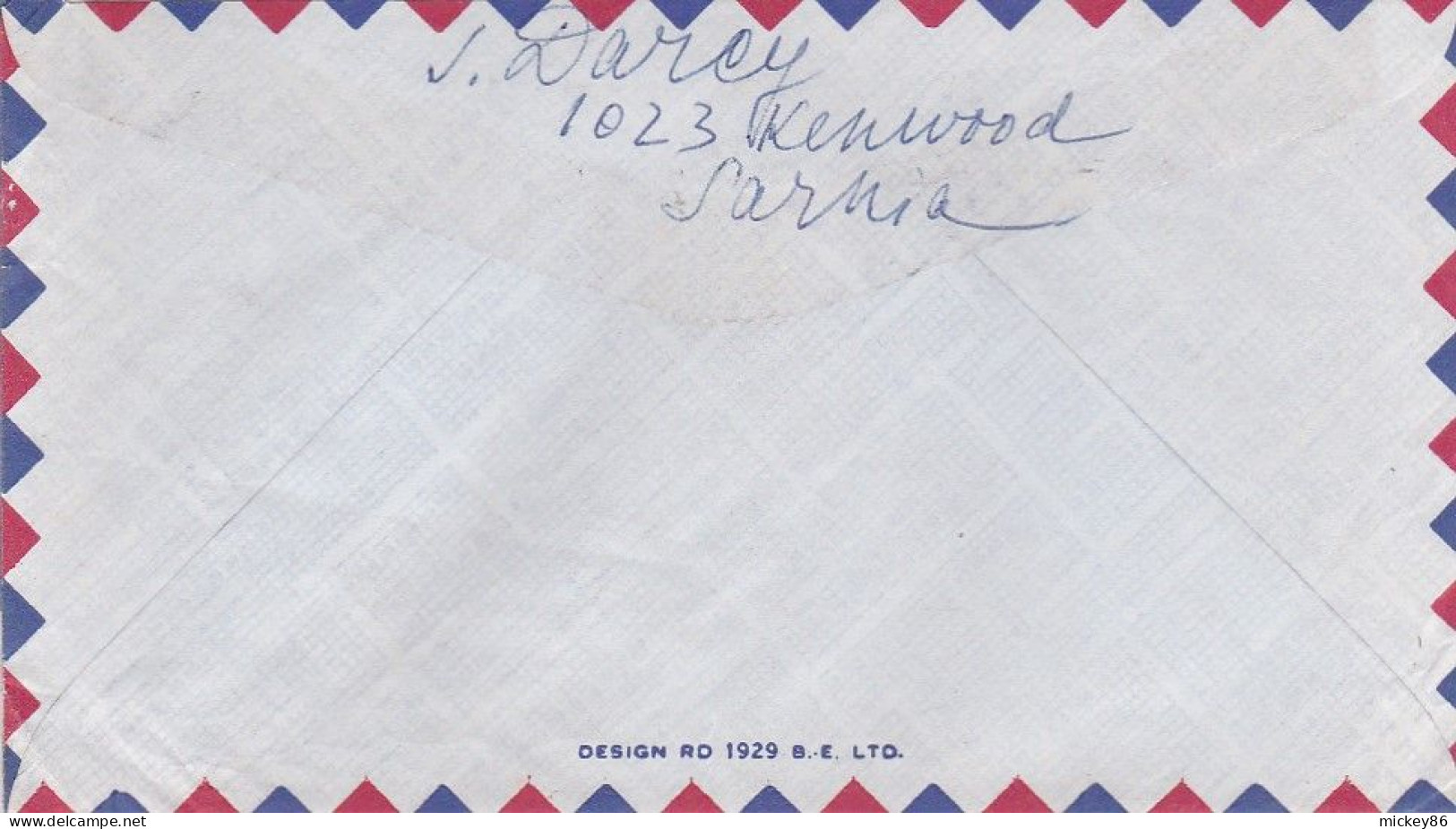 Canada--1960--Lettre De SARNIA  ONTARIO  Pour POITIERS (France)..timbre + Cachet Mécanique  Du 22-10-1960 - Covers & Documents