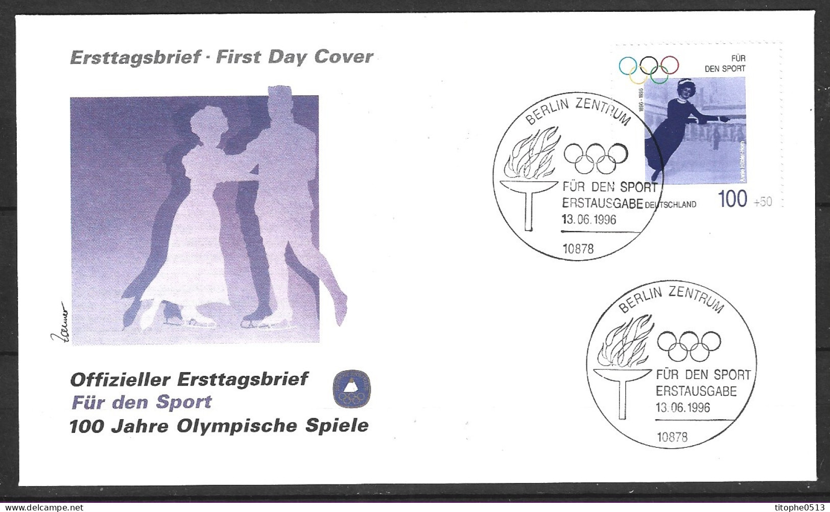 ALLEMAGNE. N°1695 Sur Enveloppe 1er Jour De 1996. Patinage Artistique. - Eiskunstlauf