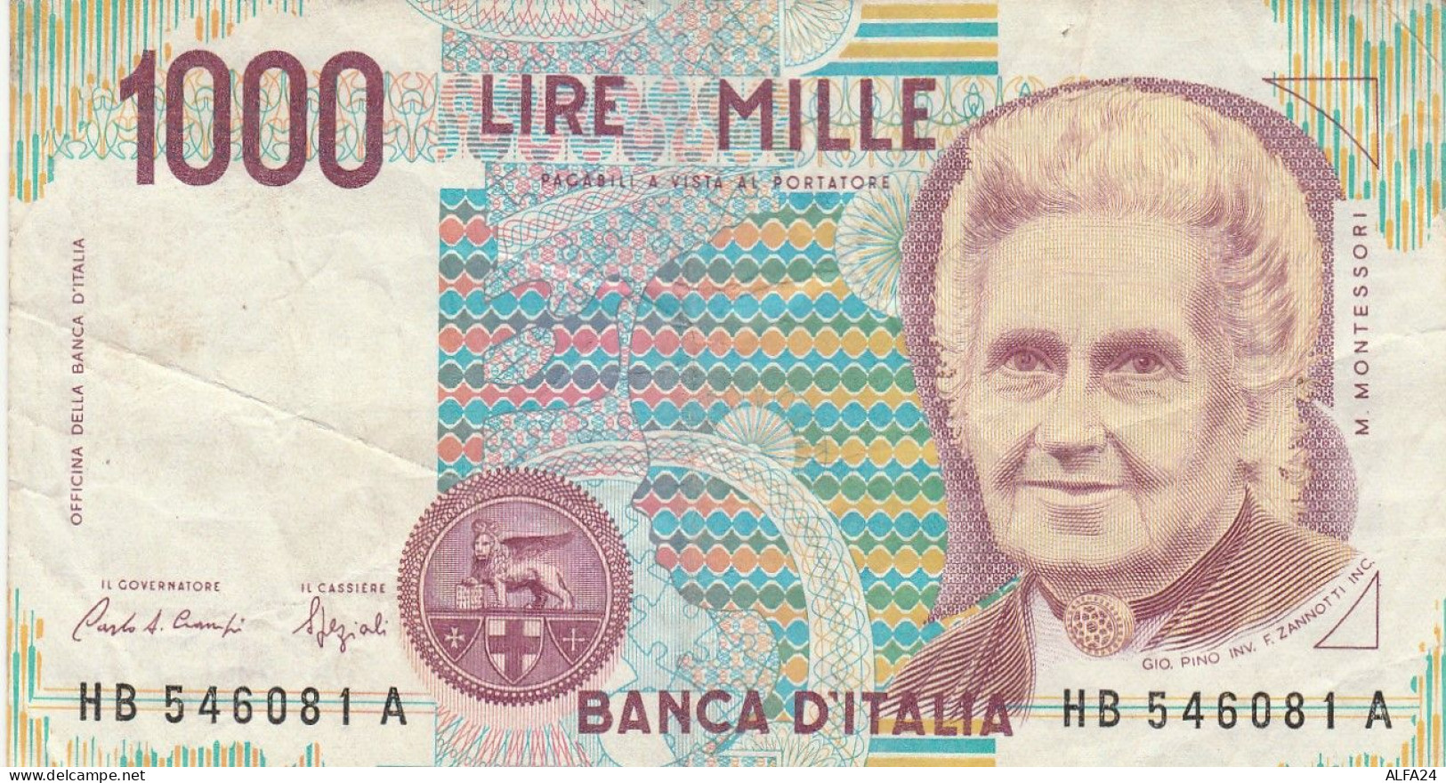 BANCONOTA ITALIA 1000 LIRE MONTESSORI -VF (Z1534 - 1.000 Lire