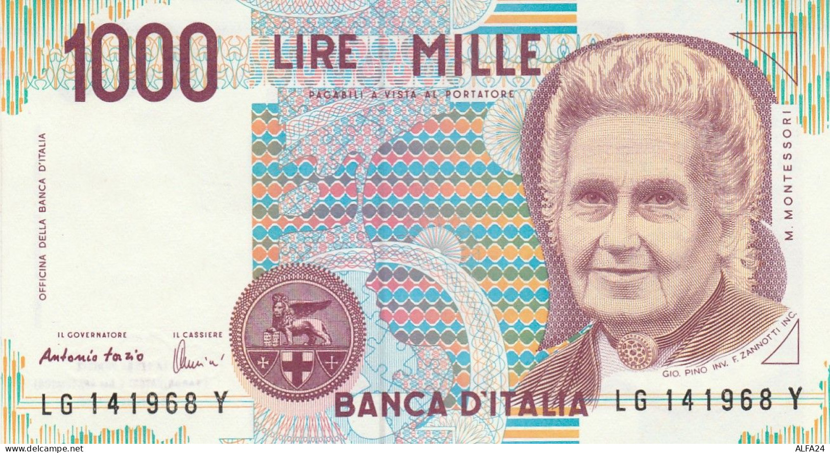 BANCONOTA ITALIA 1000 LIRE MONTESSORI -UNC (Z1527 - 1000 Lire