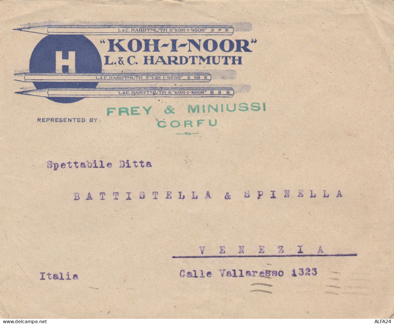 LETTERA 1930 -KOH-I-NOOR-DA GRECIA DIRETTA VENEZIA-TIMBRO ARRIVO (Z697 - Lettres & Documents