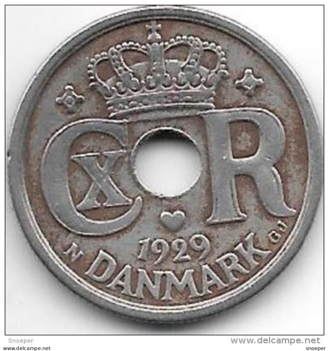 *denmark  25 Ore 1929  Km  823.2   Vf+ - Danemark