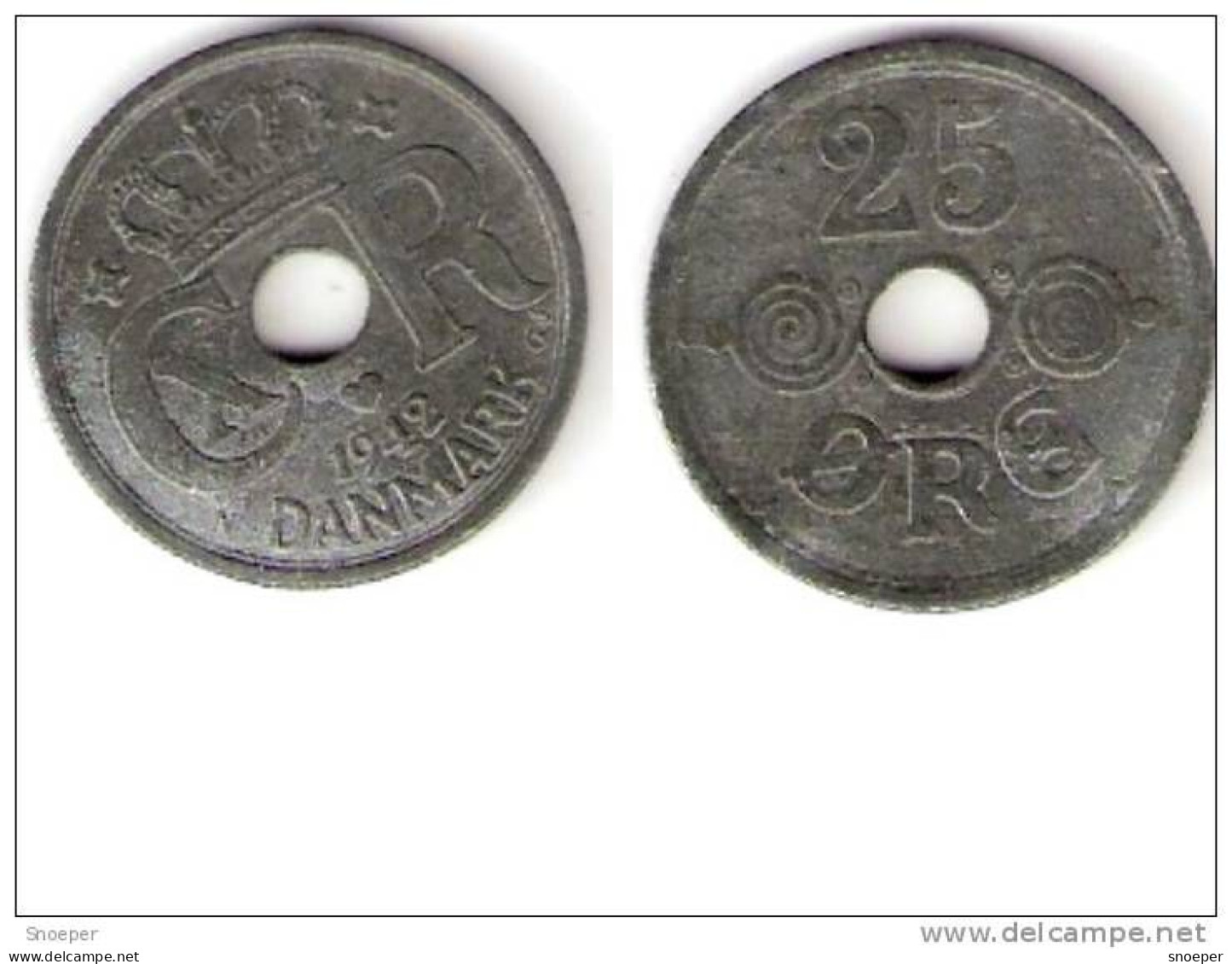 Denmark  25 Ore 1942  Km 823.2a, Xf !!!!!!!!catalog Val. 2016=17,5$ - Danemark