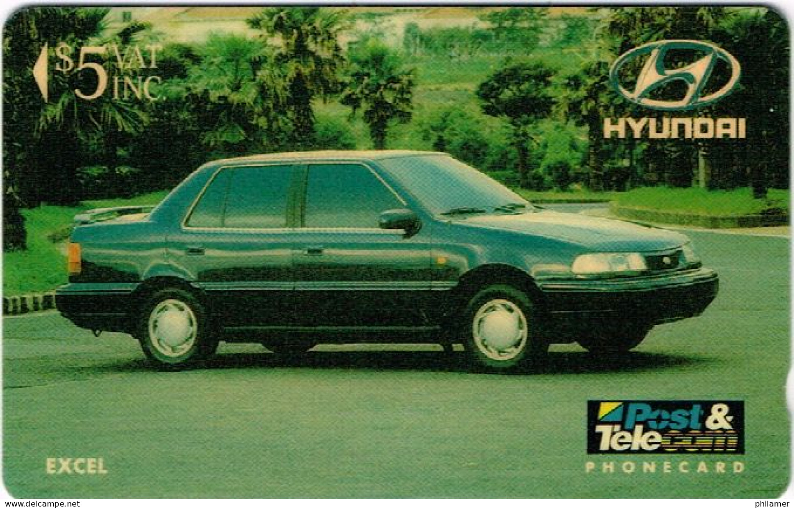 FIDJI FIJI TELECARTE PHONECARD HYUNDAI MARTIN MOTOR VOITURE CAR 5 $ 1993 UT BE - Fiji