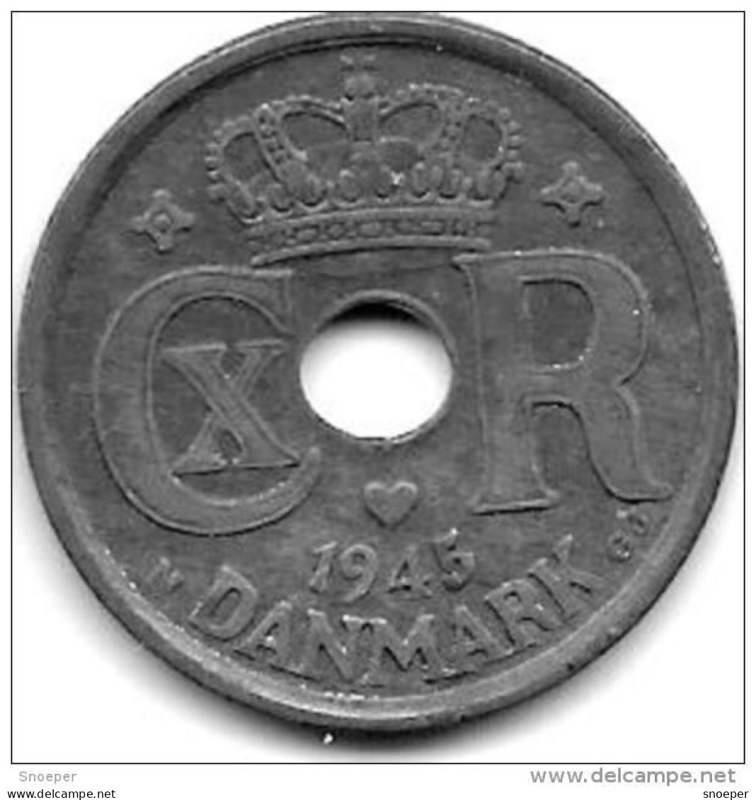 *denmark 25 Ore 1945 Km 823.2a    Vf+ - Danemark