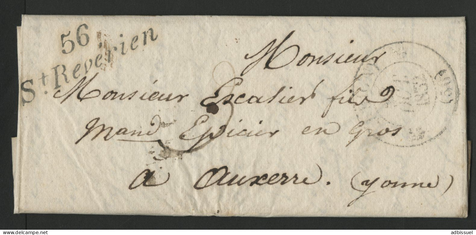 NIEVRE Cursive 56/ St Reverien + C. à D. (T 13) Corbigny 27/10/32 Sur Pli Pour Auxerre Voir Suite - 1801-1848: Précurseurs XIX