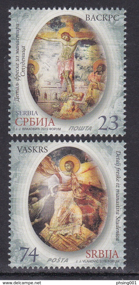 Serbia 2019 Easter Ostern Paques Celebrations Religions Christianity Frescos, Set MNH - Easter