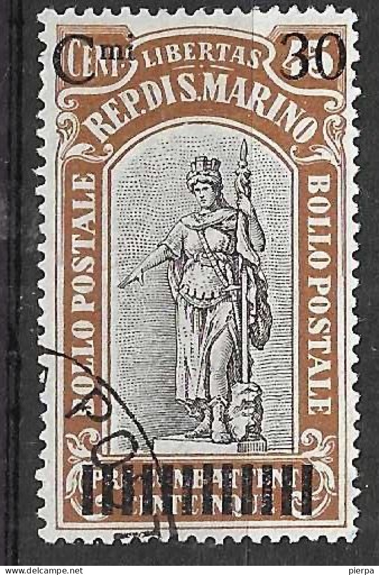 SAN MARINO - 1924 - STATUA LIBERTA' SOPRASTAMPATO - C.30/C.45 - USATO (YVERT 102 - MICHEL 105- SS 103) - Gebraucht