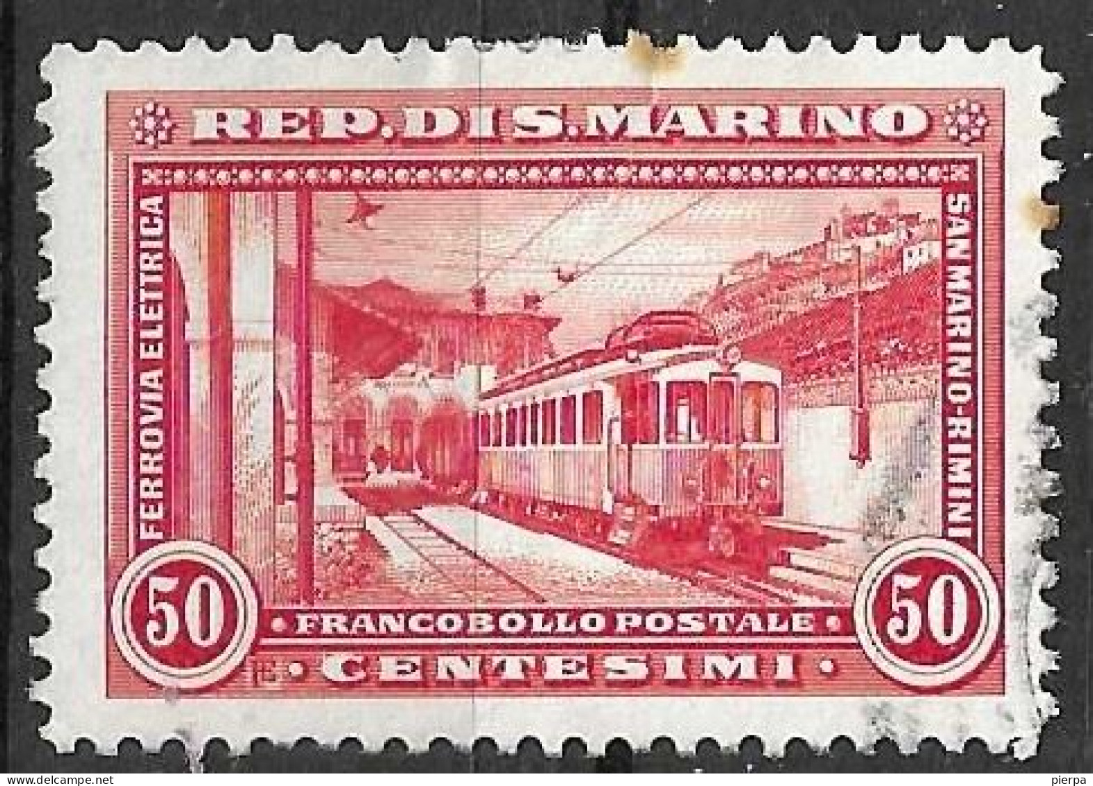 SAN MARINO - 1932 - TRENO RIMINI/S.MARINO - C. 50 -  USATO (YVERT 165 - MICHEL 181- SS 165) - Gebraucht
