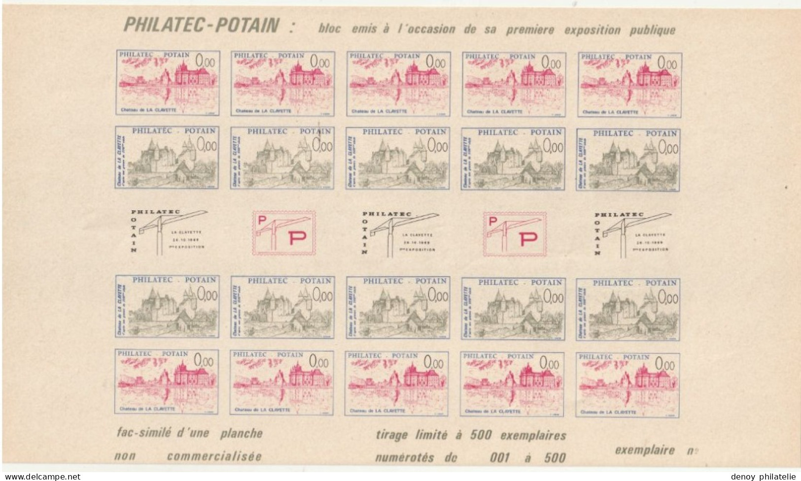 Philatec Potain Exposition Philatélique Chateau De La Clayette 71 , Deux Planches Gommées ** - Briefmarkenmessen