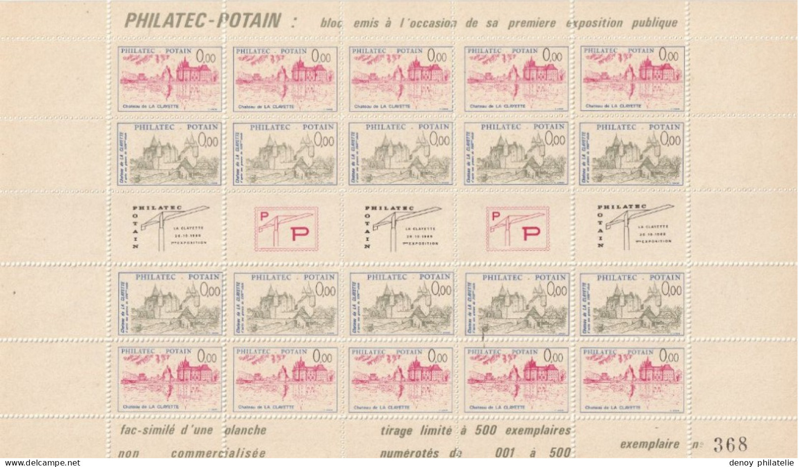 Philatec Potain Exposition Philatélique Chateau De La Clayette 71 , Deux Planches Gommées ** - Philatelic Fairs