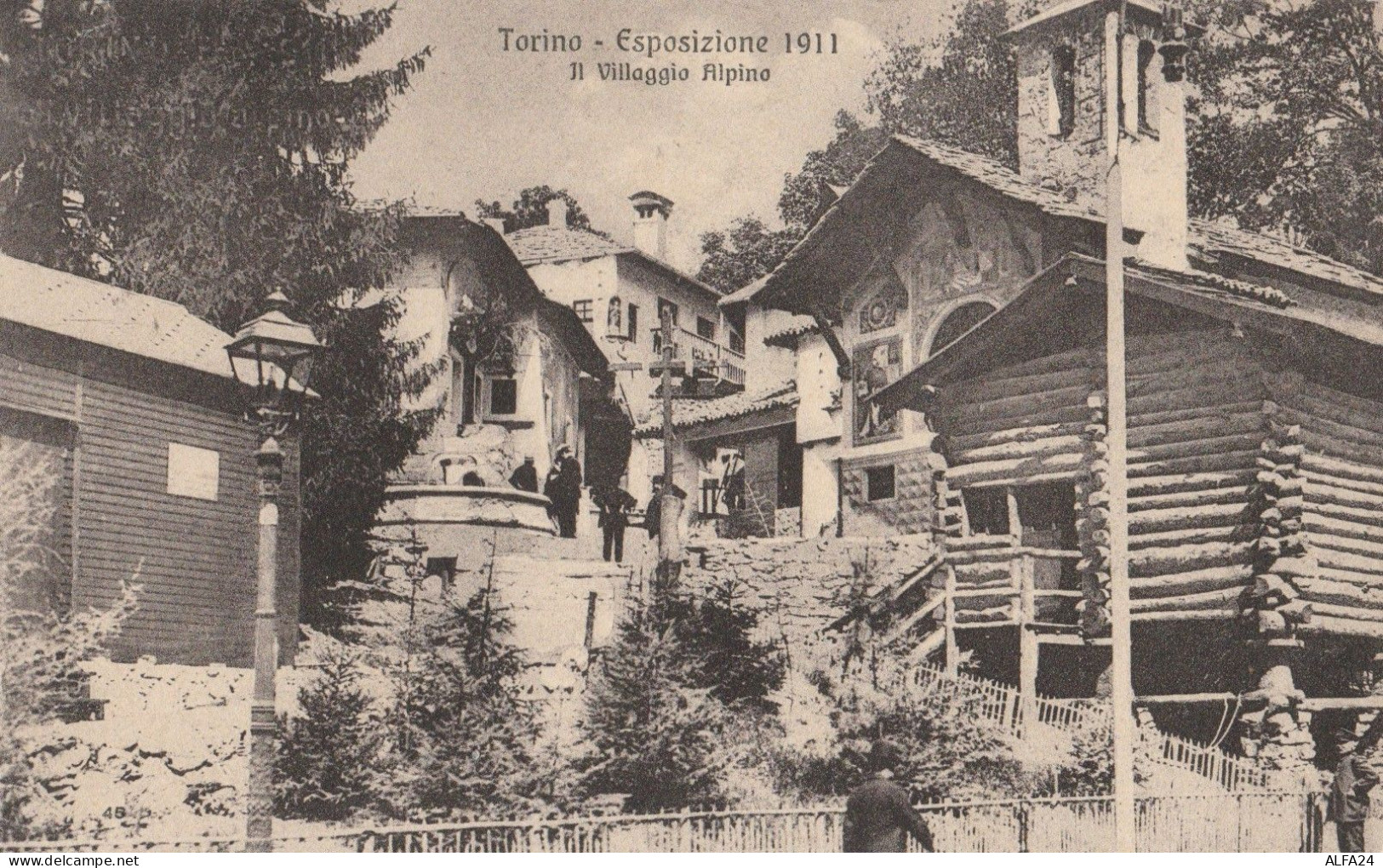 CARTOLINA VIAGGIATA TORINO ESPOSIZIONE 1911 VILLAGGIO ALPINO (ZK34 - Expositions