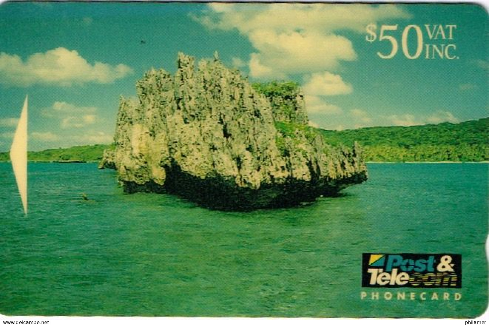 FIDJI FIJI TELECARTE PHONECARD REEF FORMATION ILOT LAGON RECIF ILE ISLAND 50 $ 1993 UT BE - Fidschi