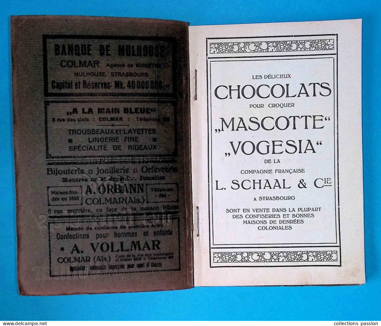 JC, Publicité, Offert Par Oscar Kessler, Hôtel Des Deux Clefs, 1913, Aux Amis De La Haute Alsace ...frais Fr 5.00 E - Pubblicitari