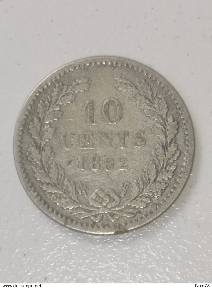 Pays Bas, 10 Cents Wilhelmina 1892 - 10 Centavos
