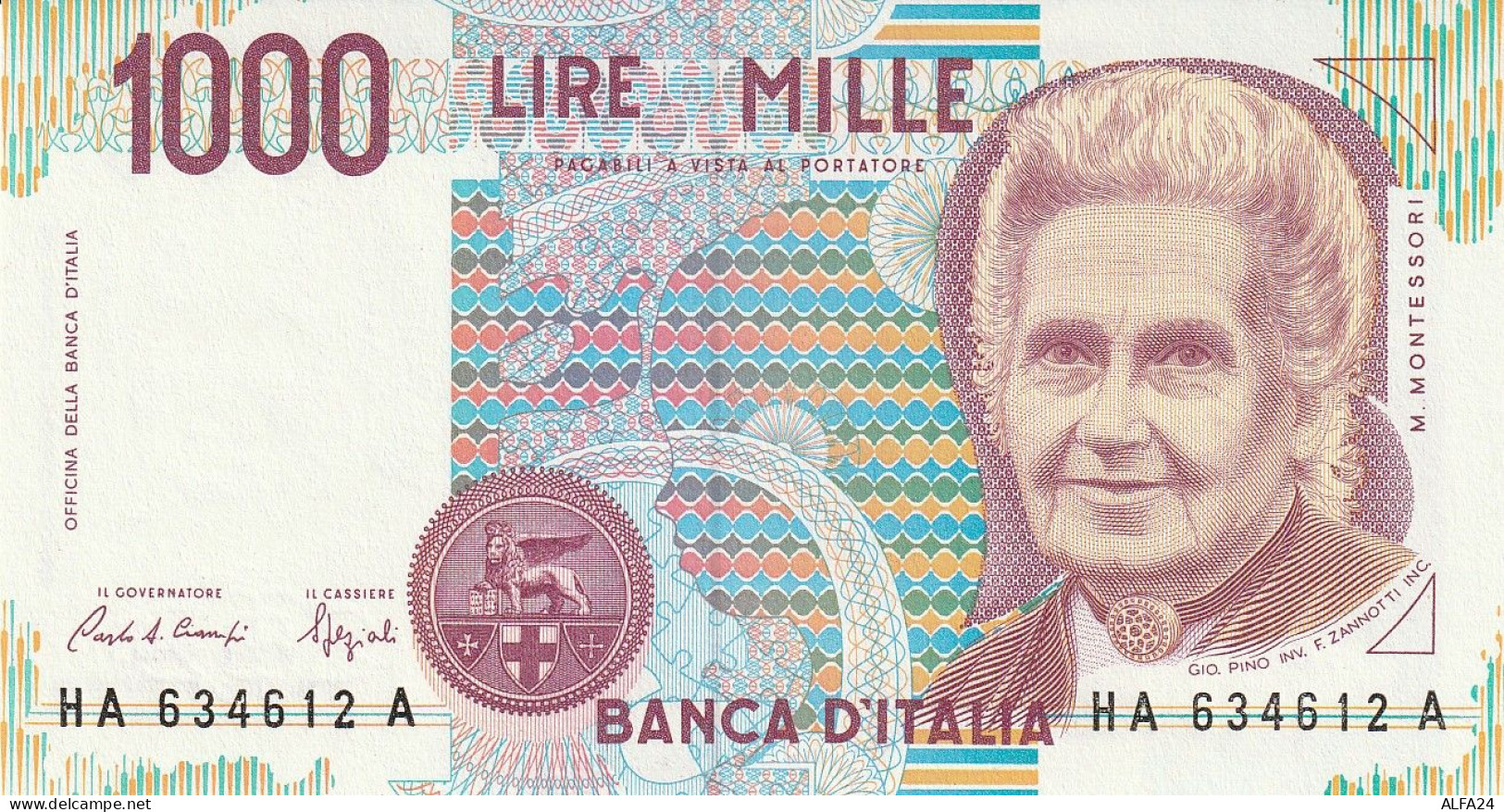 ITALIA LIRE 1000 MONTESSORI UNC (ZK1772 - 1.000 Lire