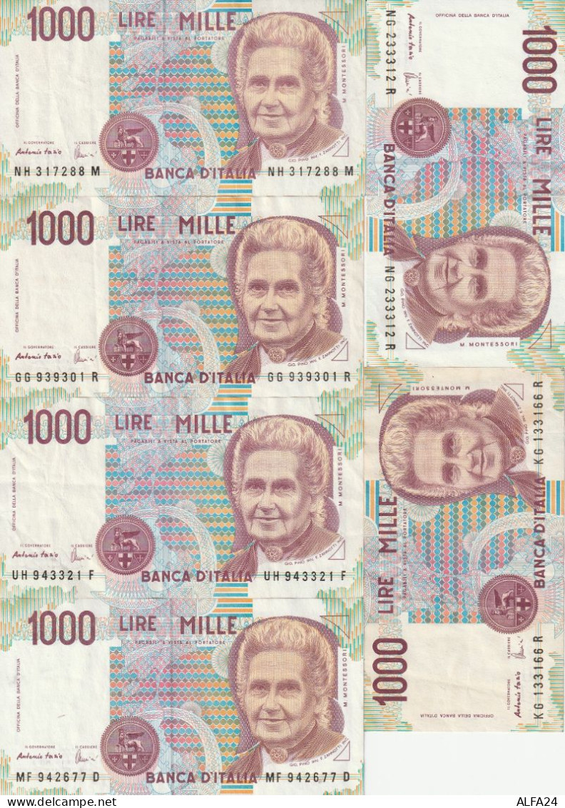 6 BANCONOTE EF MONTESSORI LIRE 1000 (ZK1763 - 1.000 Lire