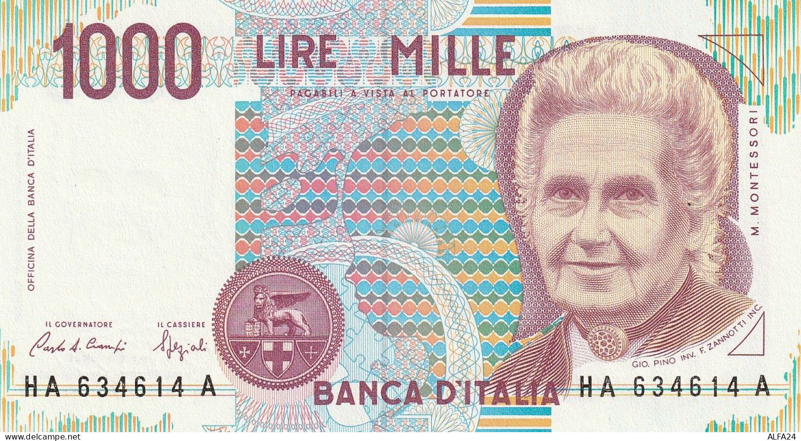 ITALIA LIRE 1000 MONTESSORI UNC (ZK1773 - 1.000 Lire