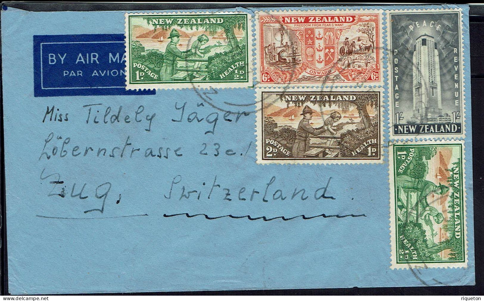 Nouvelle-Zélande. 1947. Affranchissement  Multicolore Sur Enveloppe De Mangatoni Taranaki, à Destination De La Suisse. - Briefe U. Dokumente