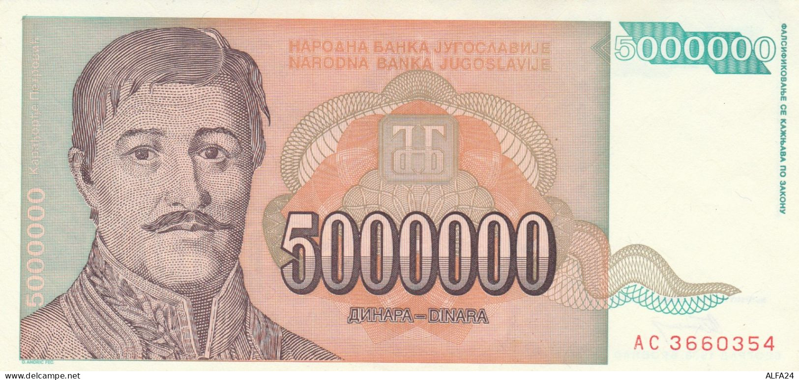 BANCONOTA 5.000.000 DINARI JUGOSLAVIA UNC (ZX1579 - Yougoslavie