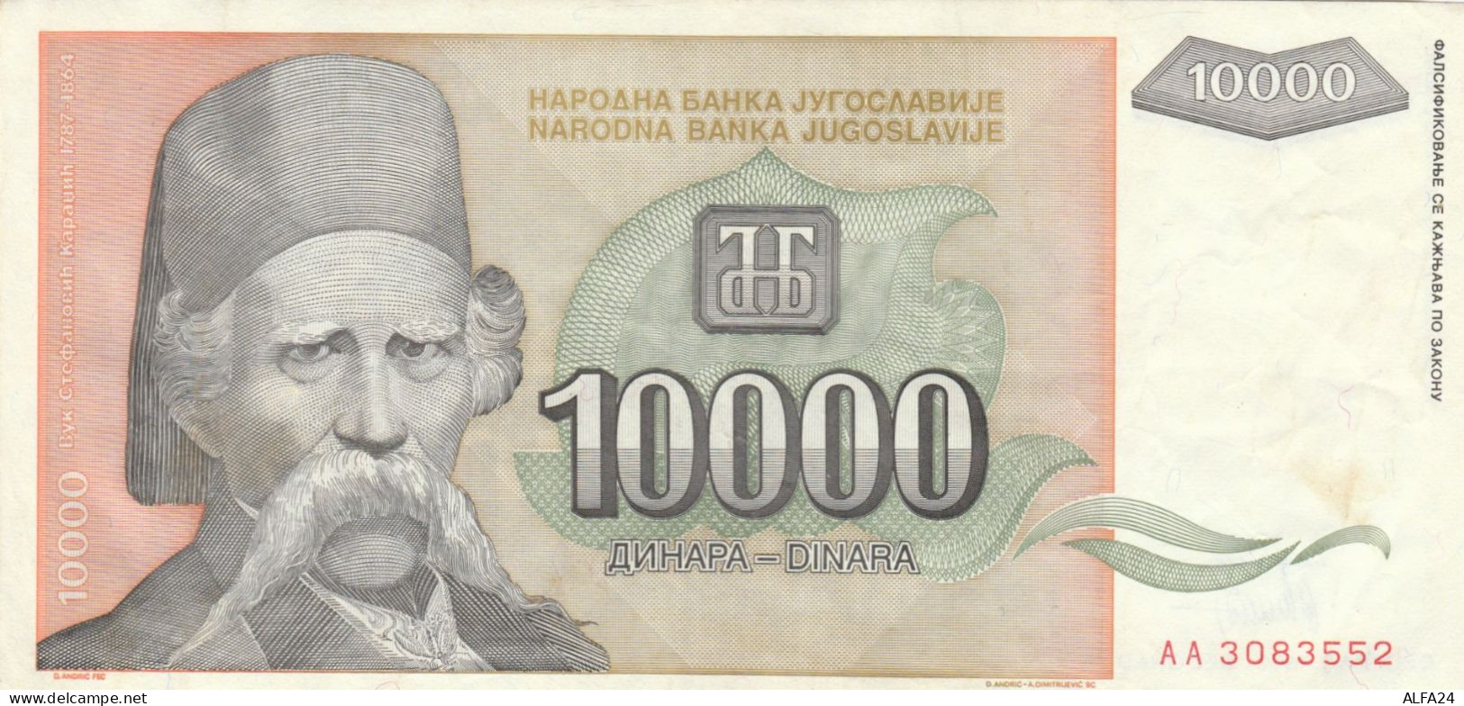 BANCONOTA 10000 DINARI JUGOSLAVIA VF (ZX1564 - Yougoslavie