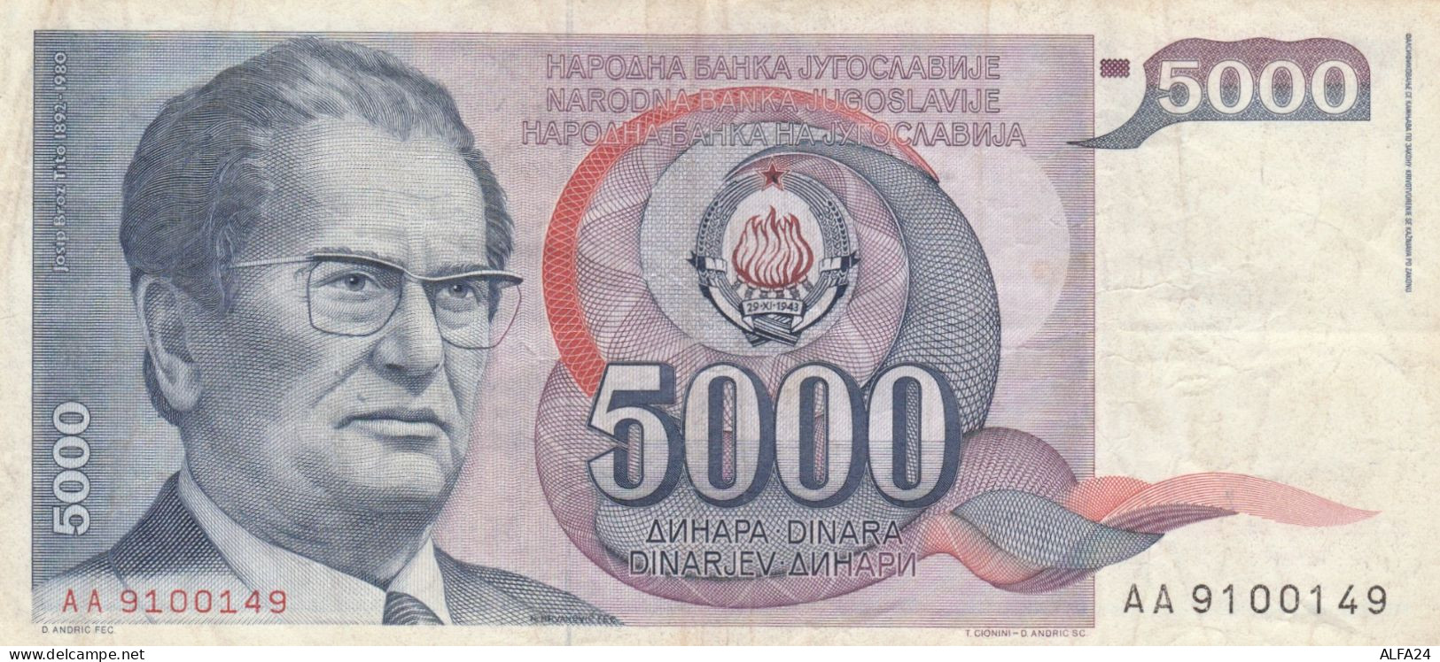 BANCONOTA 5000 DINARI JUGOSLAVIA VF (ZX1561 - Yougoslavie