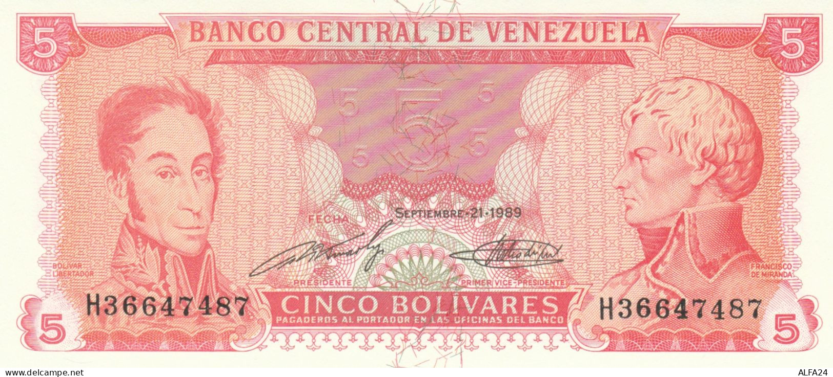 BANCONOTA VENEZUELA 5 UNC (ZX1524 - Venezuela