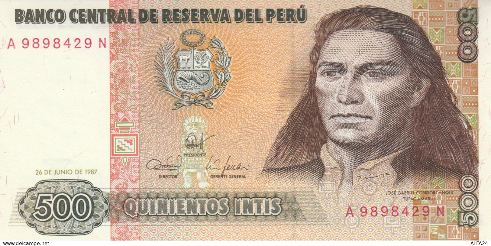 BANCONOTA PERU 500 INTIS UNC (ZX1520 - Pérou