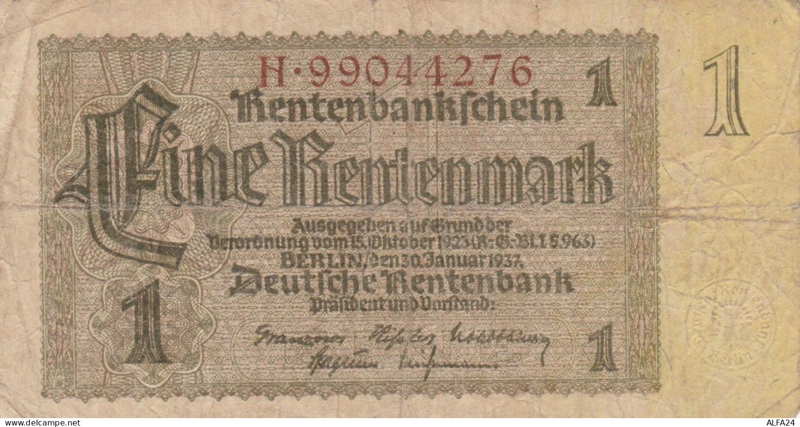 BANCONOTA FINE RENTENNARK 1937 VF (ZX1474 - 1 Rentenmark