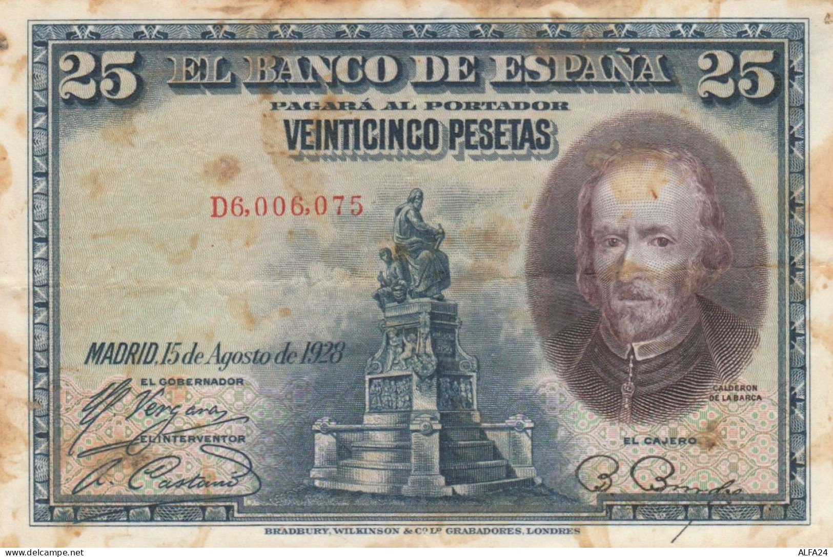 BANCONOTA SPAGNA 25 PESETAS 1928 VF (ZX1380 - 25 Pesetas