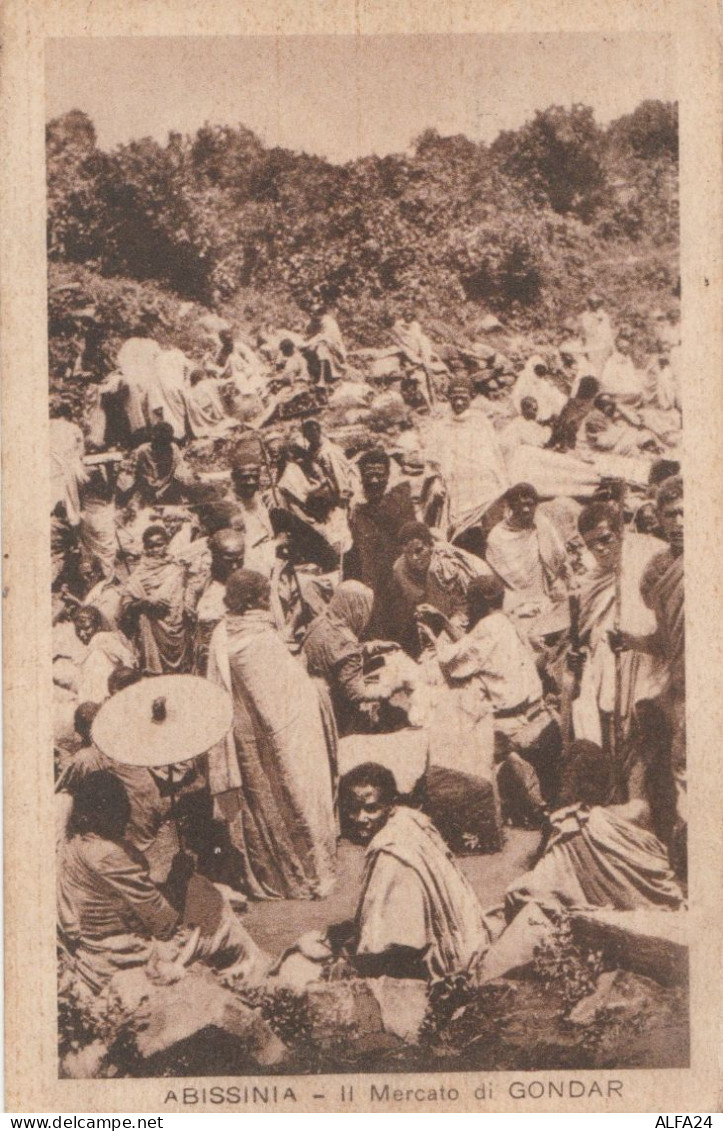 CARTOLINA VIAGGIATA ABISSINIA IL MERCATO DI GONDAR ETIOPIA (ZX1056 - Ethiopie