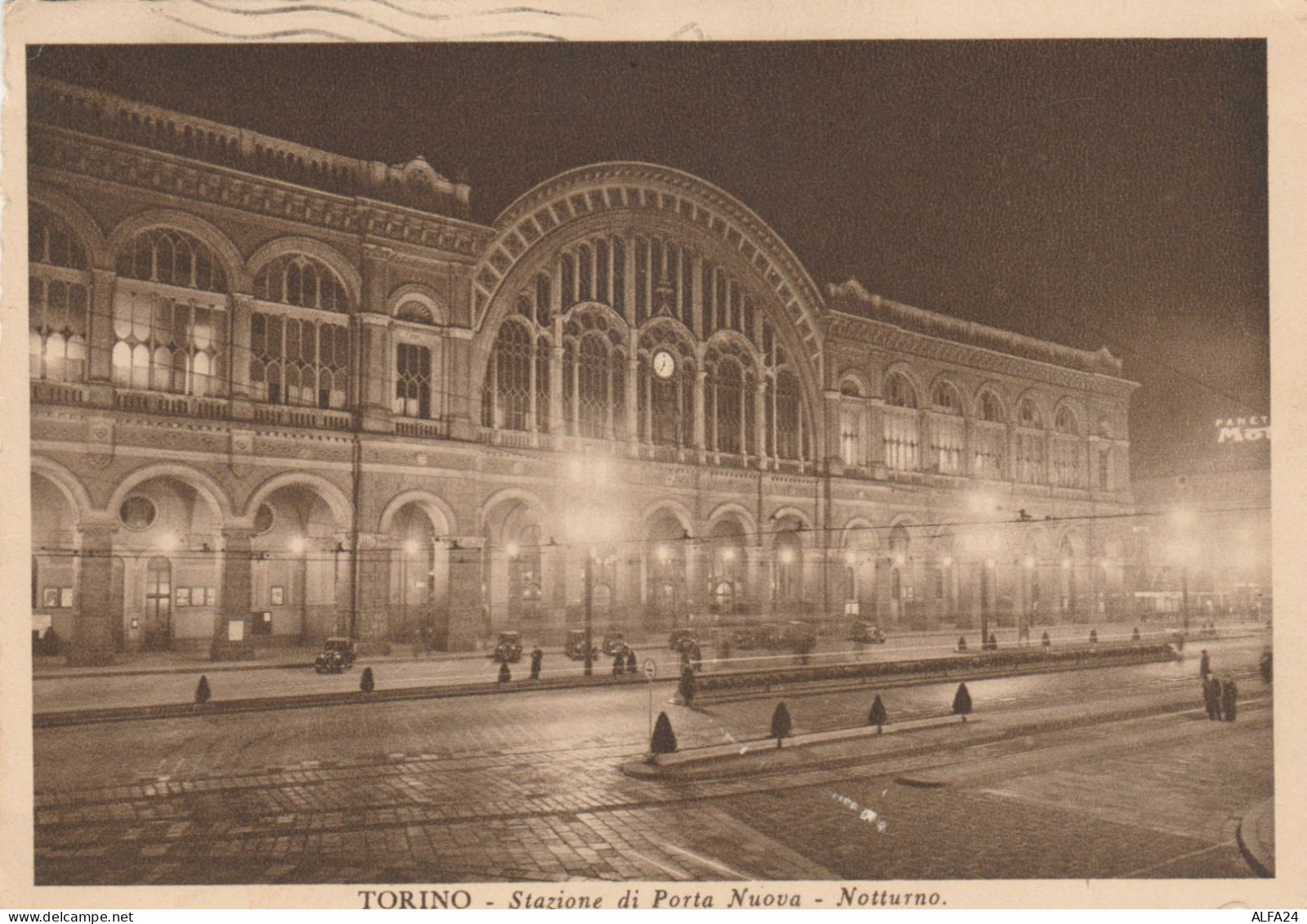 CARTOLINA VIAGGIATA TORINO STAZIONE PORTA NUOVA NOTTURNO (ZX845 - Stazione Porta Nuova