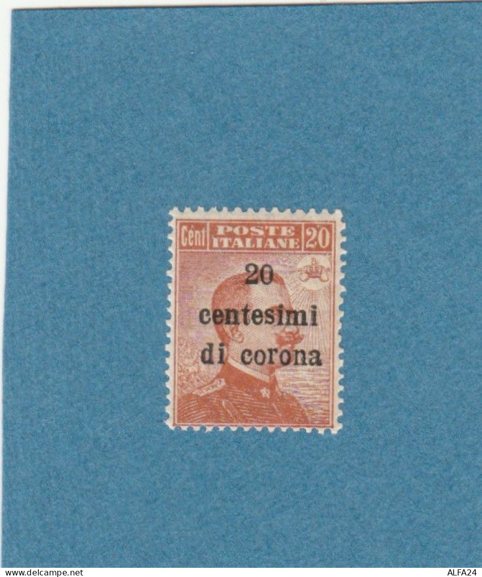 FRANCOBOLLO NUOVO TERRE REDENTE 20 CENT. CORONA NUOVO (ZX1664 - Occ. Autrichienne