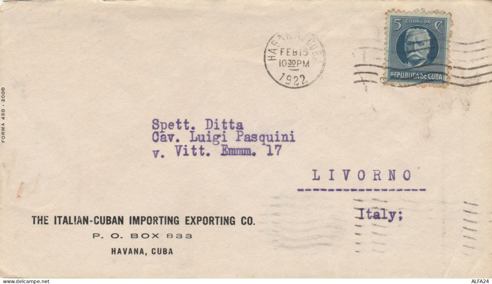 LETTERA 1922 THE ITALIAN-CUBAN IMP-EXPORTING (ZX215 - Cartas & Documentos