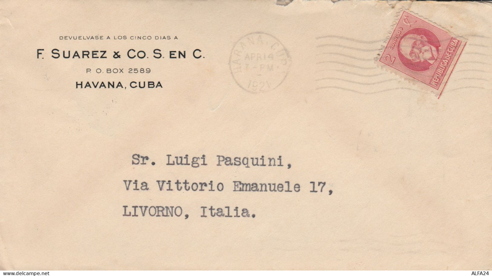 LETTERA 1921 F.SUAREZ-CUBA TIMBRO HABANA (ZX226 - Covers & Documents