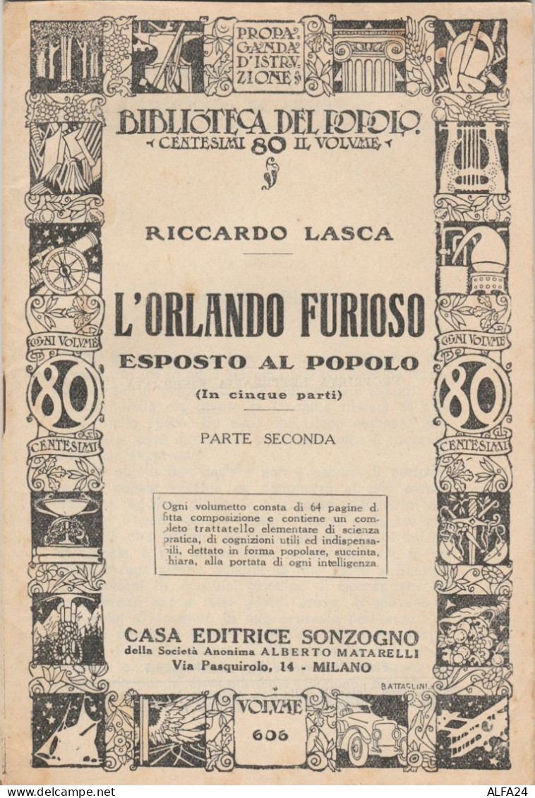 ORLANDO FURIOSO 1936 PARTE SECONDA (ZY635 - Anciens