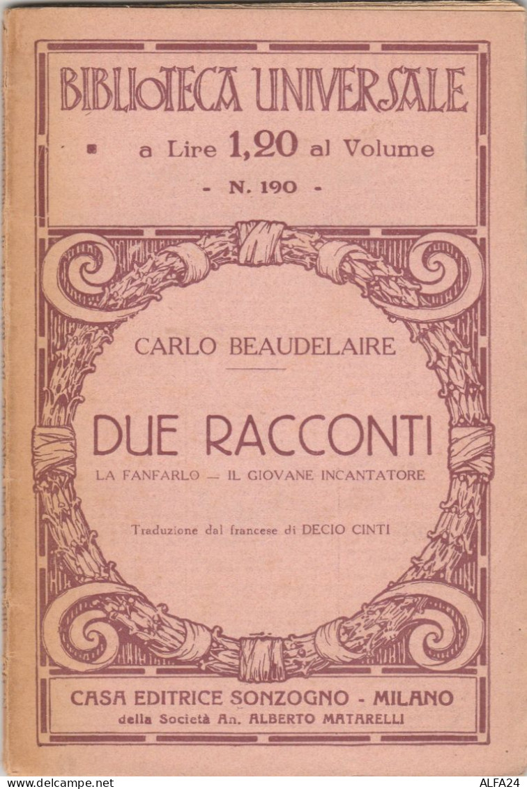 PICCOLO LIBRO DUE RACCONTI BEAUDELAIRE 1938 (ZY633 - Antiquariat