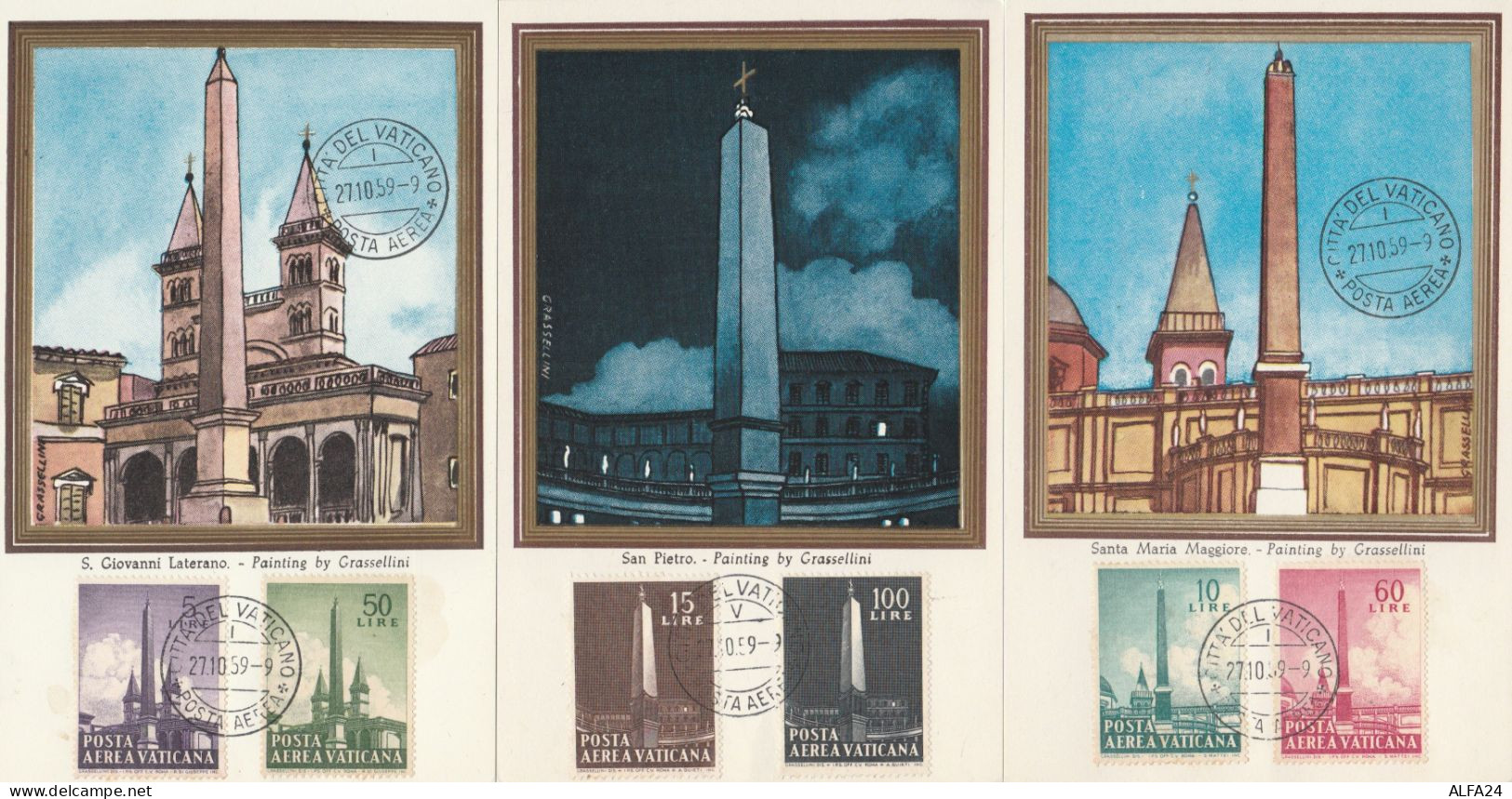 5 CARTOLINE MAXIMUM CARD VATICANO 1959 (ZY455 - Cartoline Maximum