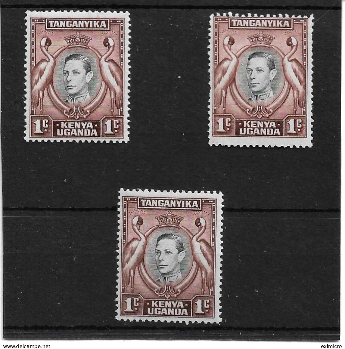 KENYA, UGANDA AND TANGANYIKA 1938 - 1954 1c X 3 DIFFERENT SG 131, 131a, 131ai UNMOUNTED MINT Cat £13+ - Kenya, Uganda & Tanganyika