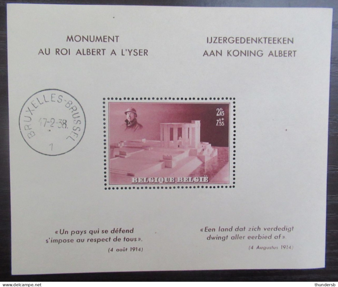 BL8 'Monument Koning Albert I' - Postfris ** - Côte: 62 Euro - 1924-1960