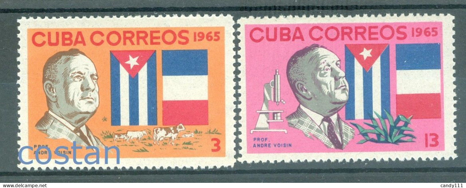 1965 André Voisin,French Biochemist,Microscope,grass,cows,Flags,CUBA,1110,MNH - Chemistry