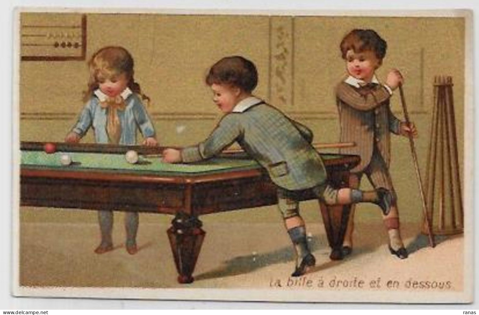 Chromo Billard Billiard Publicitaire 10 X 6,5 Voir Scan Du Dos Clermont Ferrand - Autres & Non Classés