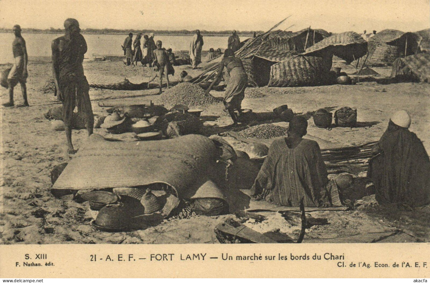 PC AFRICA FORT LAMY UN MARCHÉ SUR LES BORDS DU CHARI CHAD (a51583) - Tchad