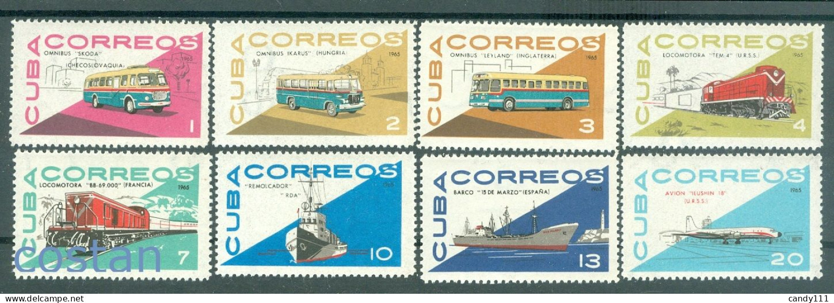 1965 Transport,ship,airplane,train,bus/Ikarus,leyland/Skoda,CUBA,1120,MNH - Autres (Terre)