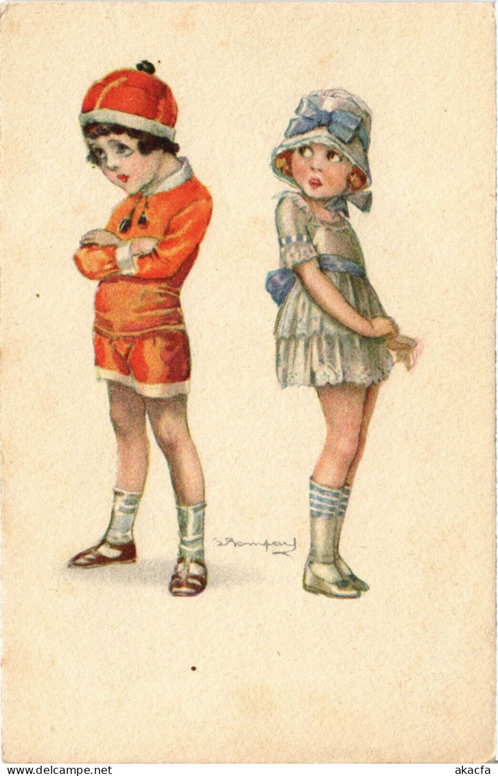 PC ARTIST SIGNED, S. BOMPARD, GLAMOUR CHILDREN, Vintage Postcard (b50927) - Bompard, S.