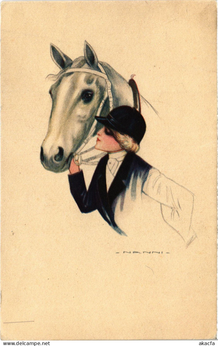 PC ARTIST SIGNED, NANNI, GLAMOUR LADY WITH HORSE, Vintage Postcard (b50985) - Nanni