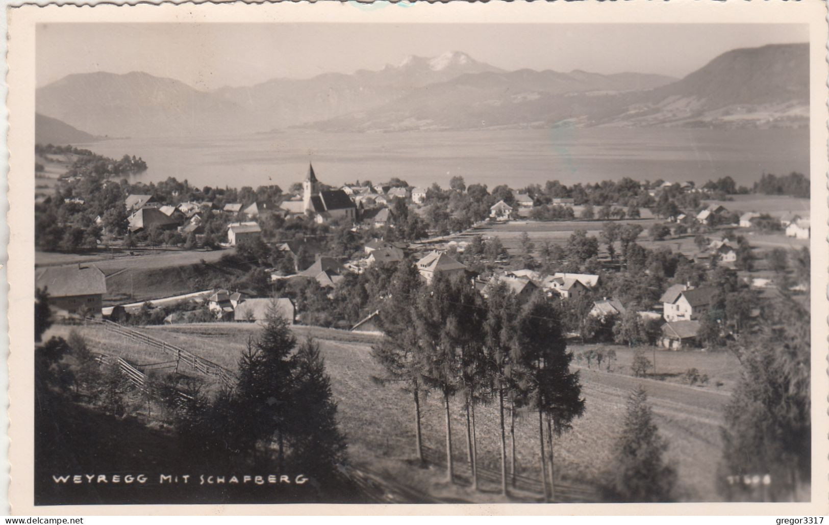 E420) WEYREGG - Mit Schafberg - Attersee Häuser Kirche Wiesen - Tolle Alte FOTO AK 1957 - Attersee-Orte