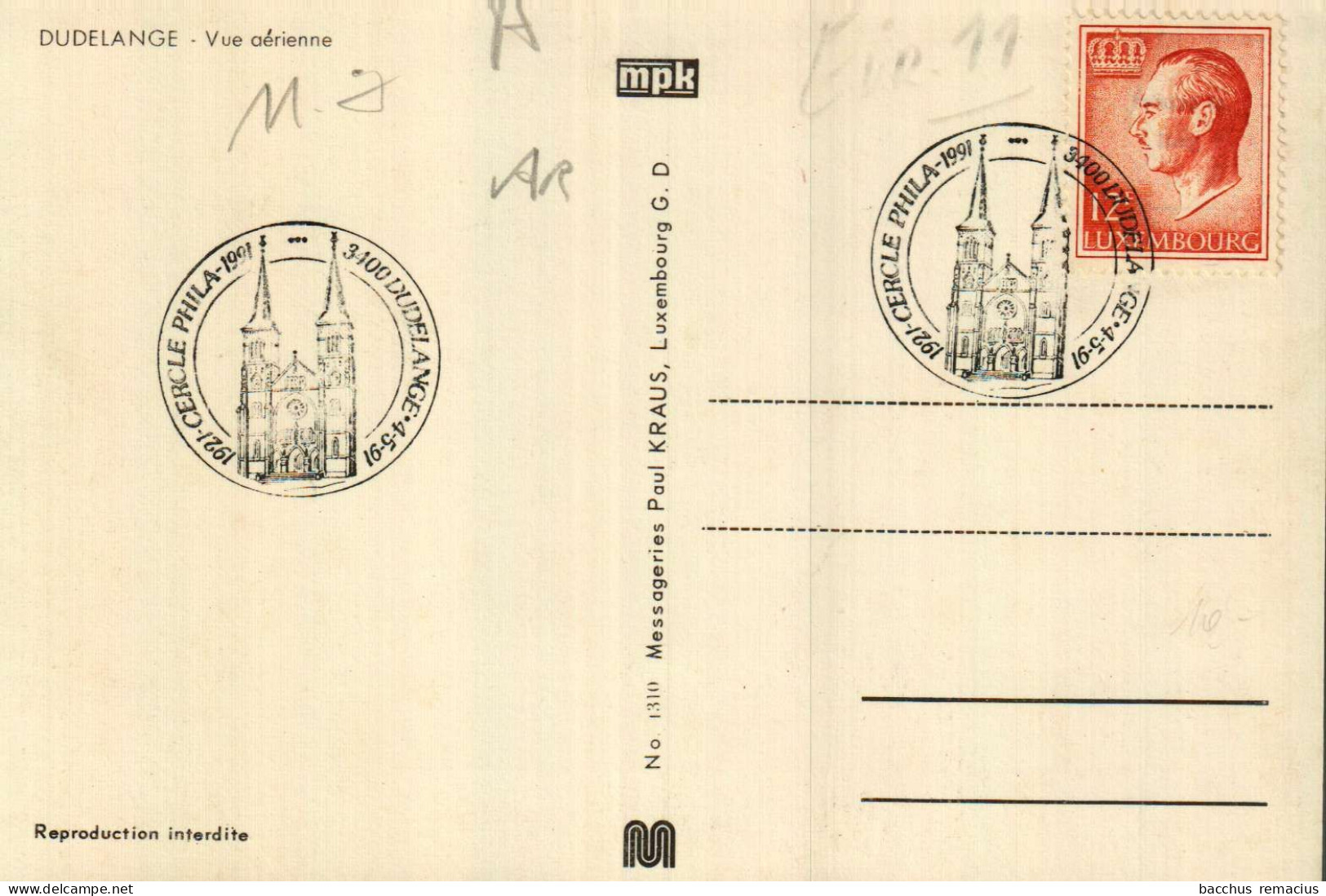 DUDELANGE - Vue Aérienne Messageries Paul Kraus Nr 1310 Carte Maximum - Dudelange